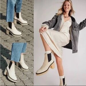 NEW Free People James Chunky Platform Heel Leather Ankle Boots 38 / 7.5
